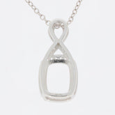 Sterling Silver Semi Mount Pendant Setting Cushion CU 9x7mm D-PJC20273P - Syzjewelry